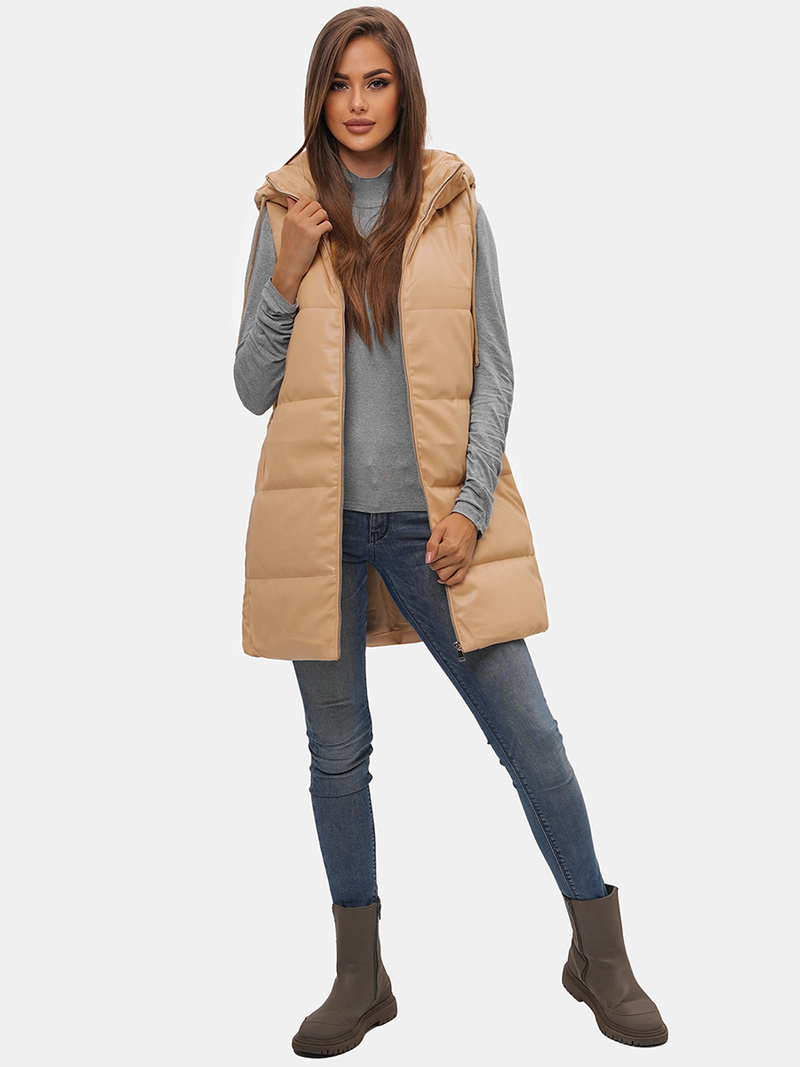 Стьобаний жіночий жилет Бежева OZONEE O/AY756