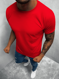T-Shirt męski bez nadruku czerwony OZONEE O/BL83