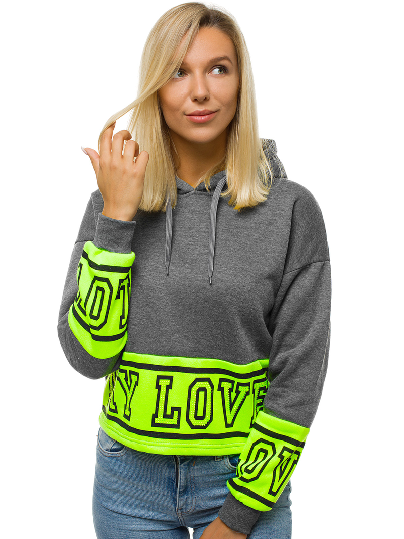 Bluza z kapturem damska grafitowa OZONEE JS/KSW2034