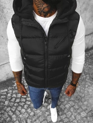 Kamizelka męska pikowana z kapturem czarna OZONEE N/7126