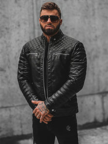Kurtka skórzana męska czarna OZONEE JS/11Z8002Z
