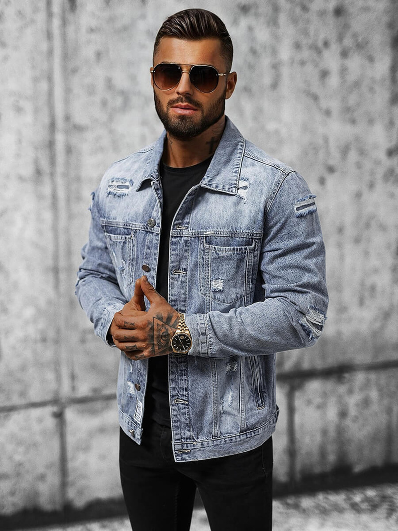 Чоловіча джинсова куртка Синя OZONEE NB/MJ534B