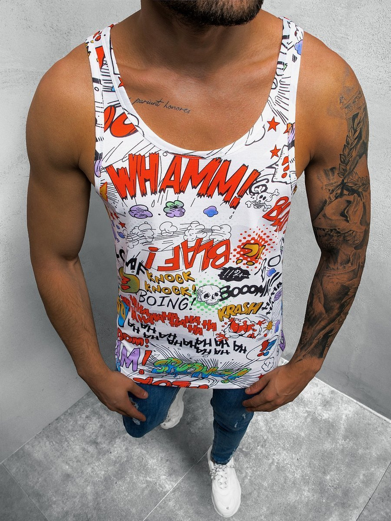 Koszulka bez rękawów męska z nadrukiem kolorowa OZONEE O/BL126