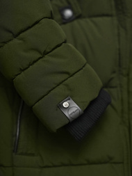 Kurtka zimowa damska długa pikowana khaki OZONEE O/W377Z