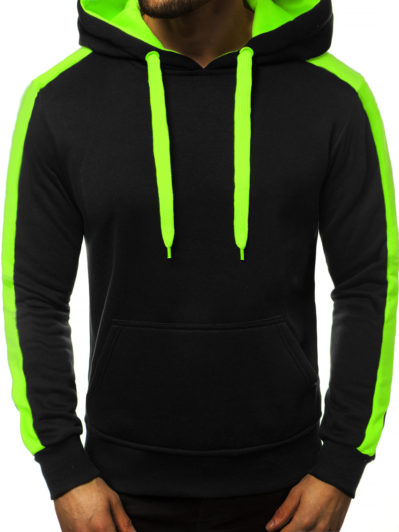 Толстовка з капюшоном чоловіча чорно-салатова OZONEE JS/2012