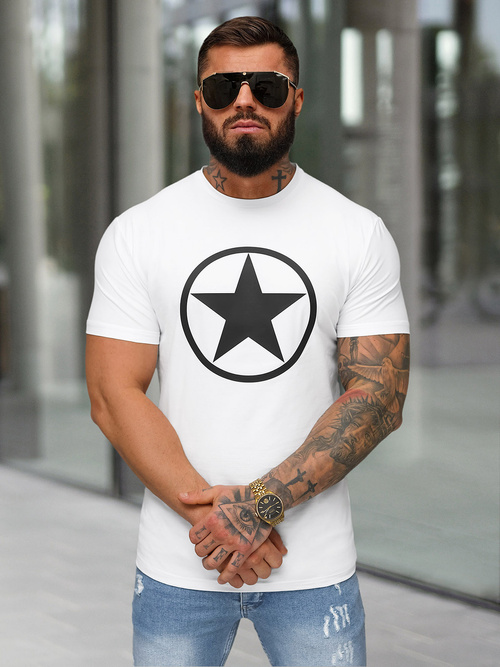 T-shirt męski slim fit biały OZONEE NB/MT3151