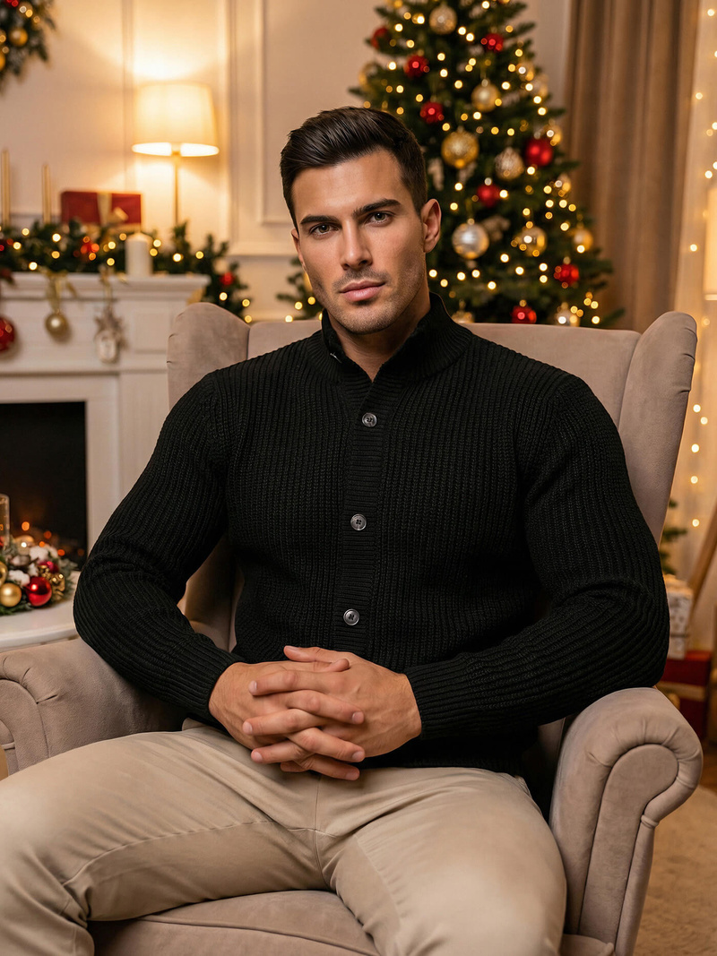 Светр чоловічій Чорний OZONEE NB/MM6020/4Z