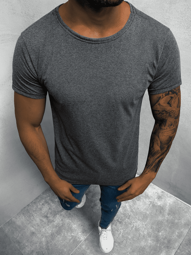 T-Shirt męski bez nadruku grafitowy OZONEE O/BL83