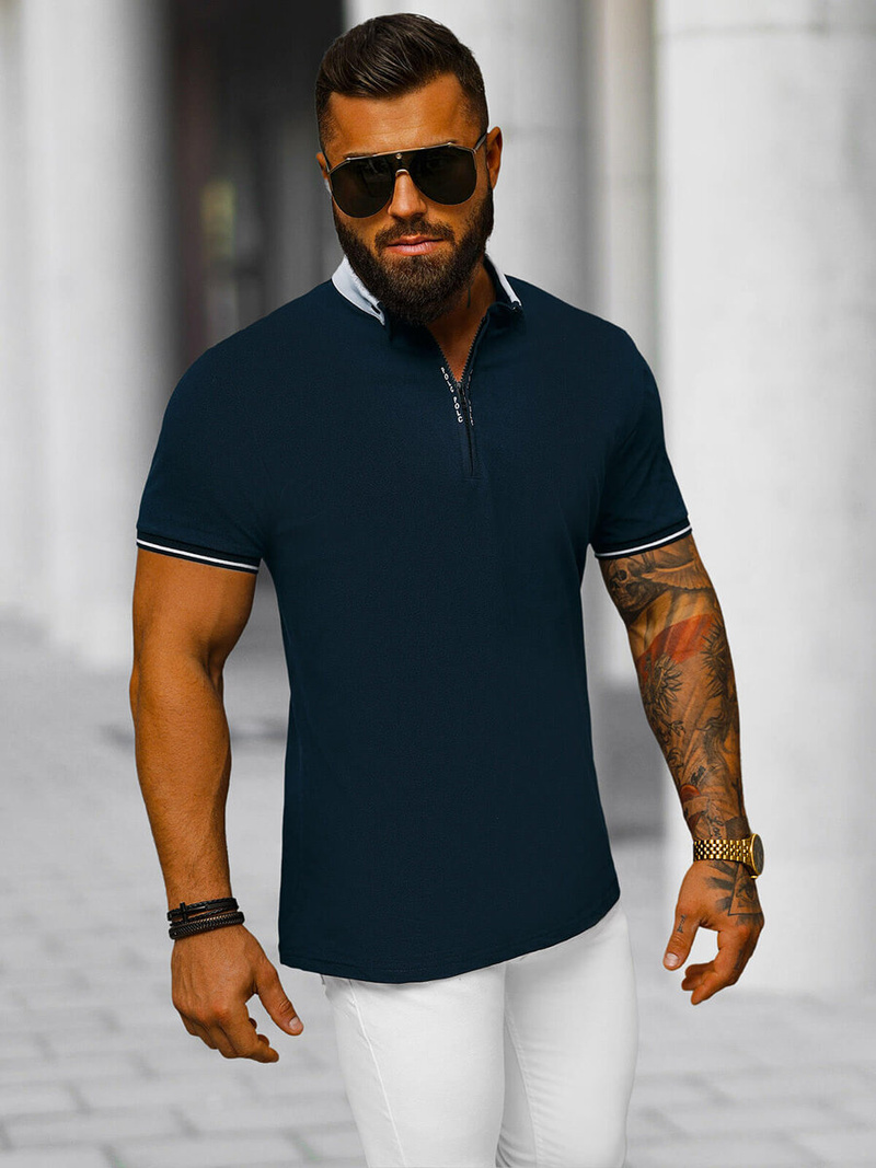 Koszulka męska polo granatowa OZONEE O/DA836