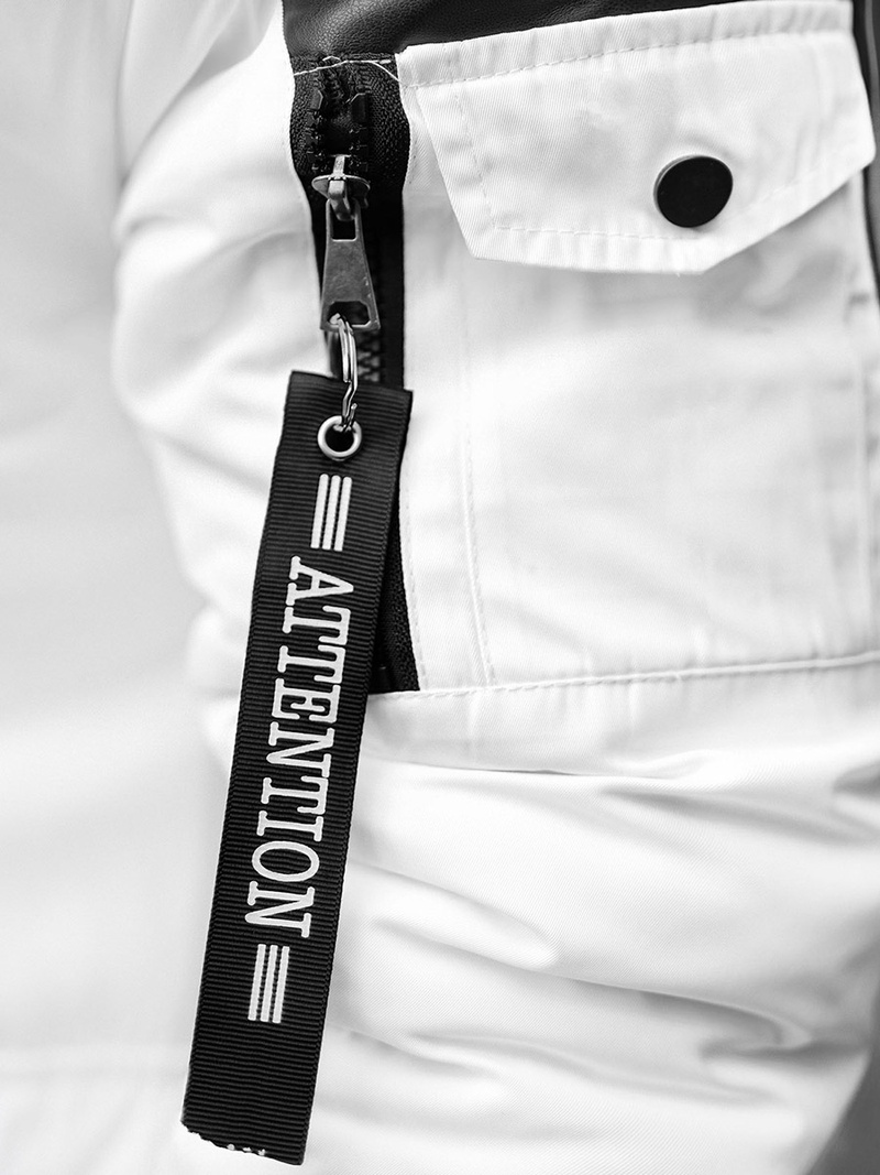 Kurtka zimowa męska parka z futerkiem biało-czarna OZONEE O/5832/22Z