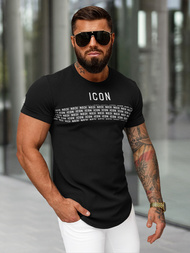 T-shirt męski slim-fit czarny OZONEE O/B1215