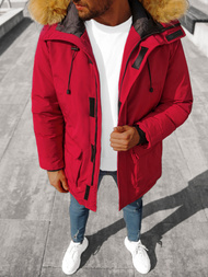 Kurtka zimowa męska parka z futerkiem bordowa OZONEE JB/JP1173/7Z