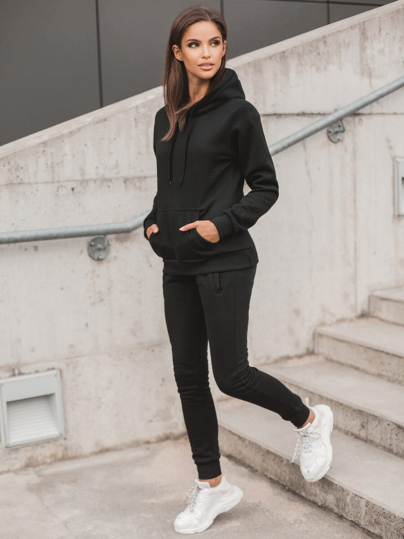 Komplet dresowy dwuczęściowy damski czarny OZONEE JS/68C20382/3