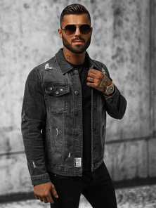 Kurtka męska jeansowa czarna OZONEE NB/MJ515N