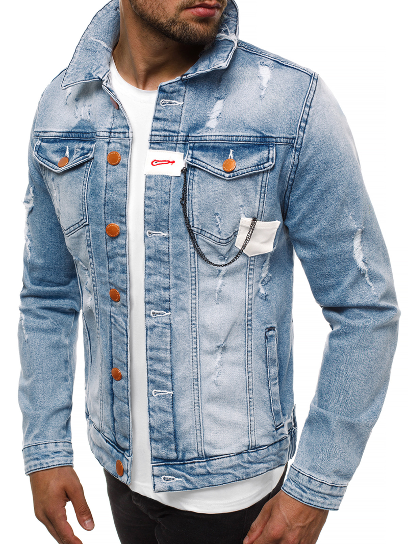 Kurtka jeans męska niebieska OZONEE G/600