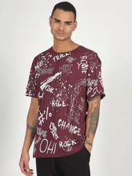 T-Shirt męski z nadrukiem bordowy OZONEE MR/21530