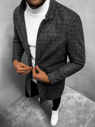 Płaszcz męski w kratę szaro-grafitowy OZONEE O/5628