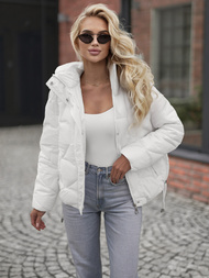 Kurtka zimowa damska pikowana biała OZONEE JS/5M3336/281Z