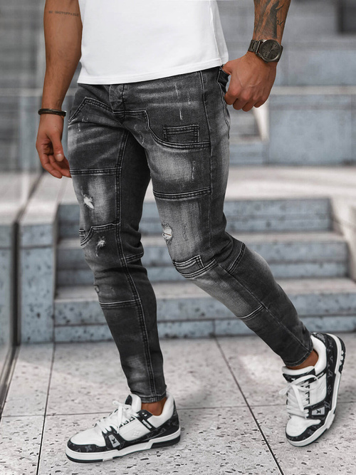 Spodnie jeansowe męskie slim fit czarne OZONEE NB/MP0155N