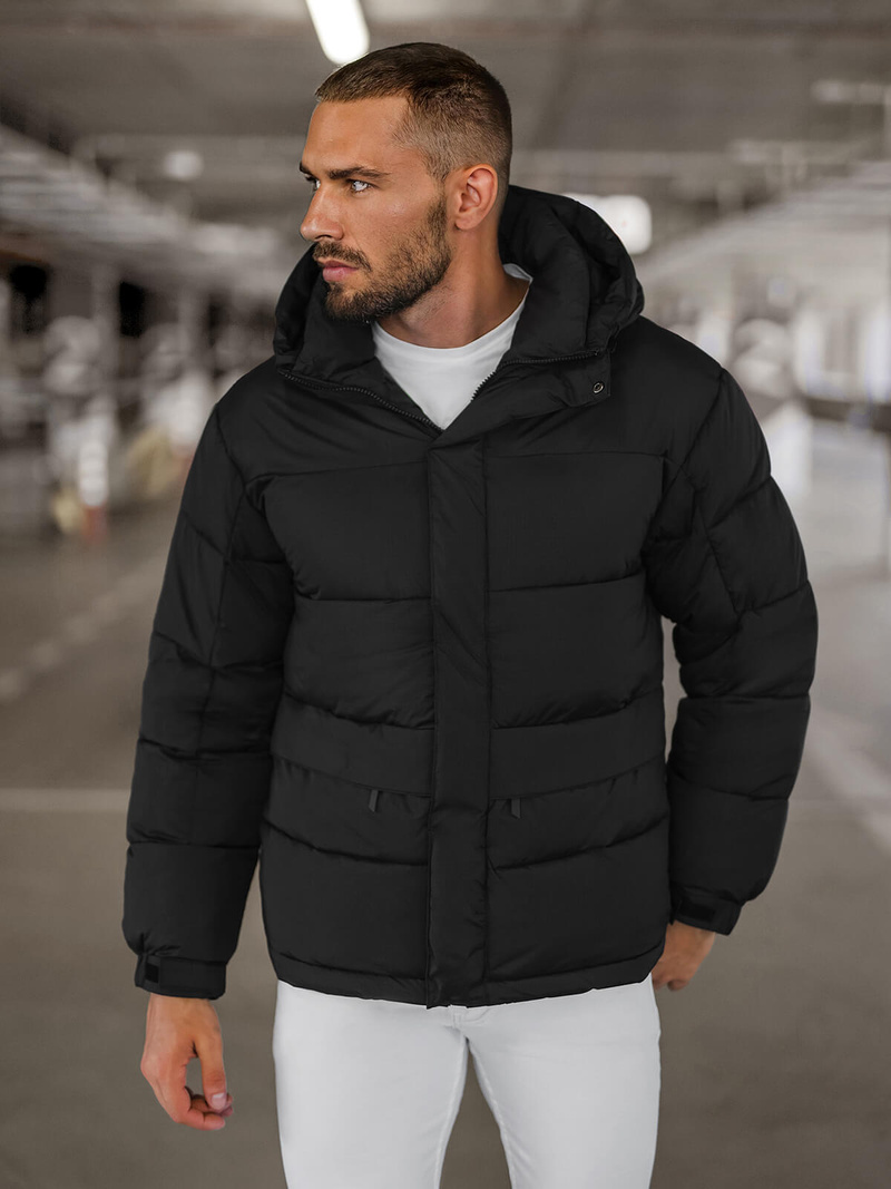 Kurtka zimowa męska pikowana czarna OZONEE JS/31M5008Z