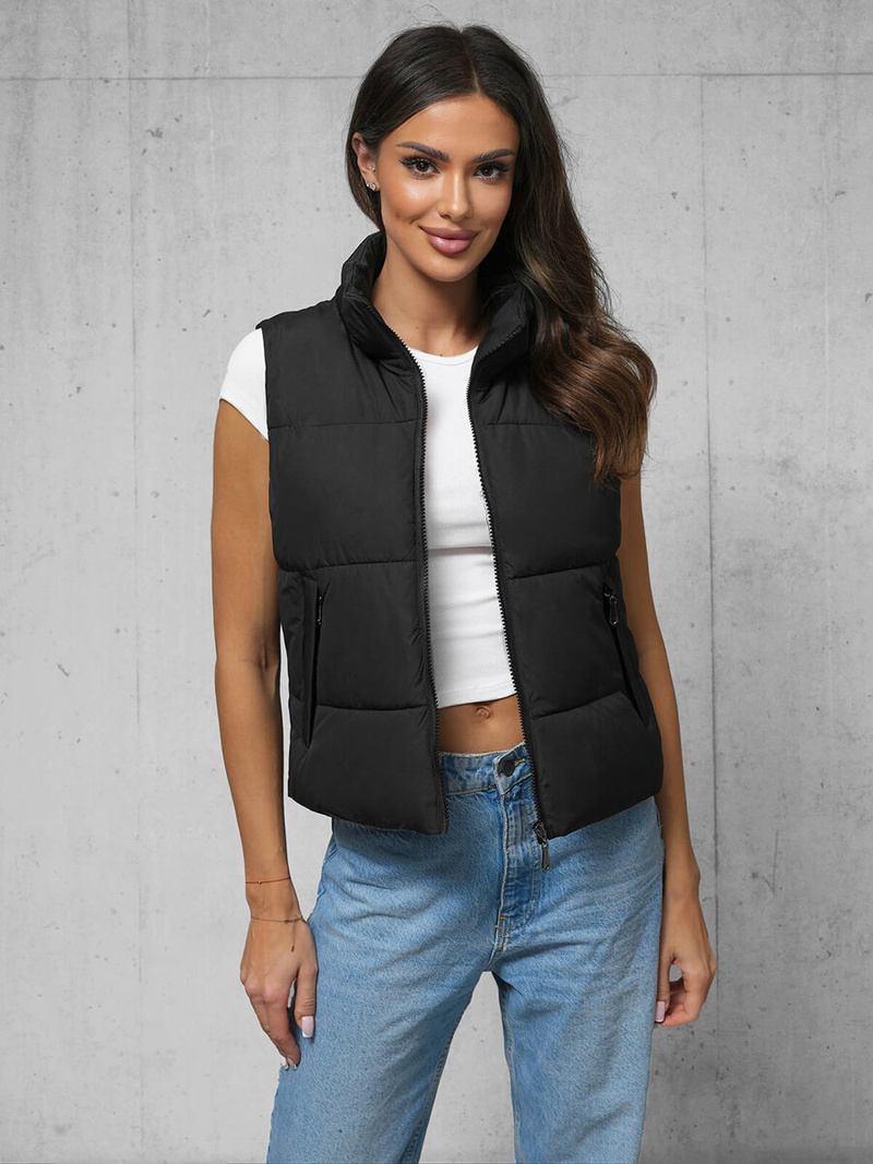 Стьобаний жіночий жилет Чорна OZONEE JS/16M9112/392