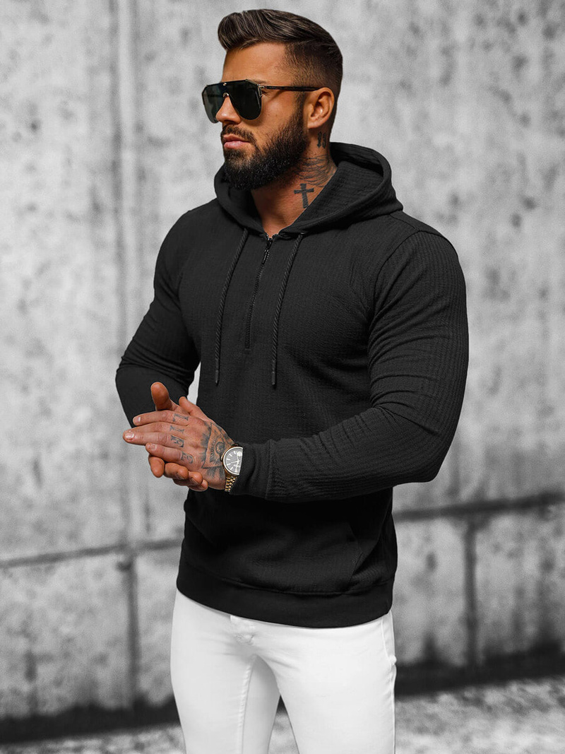 Bluza z kapturem męska czarna OZONEE O/TB2273