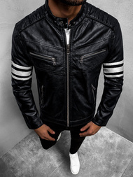 Kurtka skórzana męska czarno-biała OZONEE YD/BF59359Z