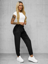 Spodnie dresowe damskie welurowe czarne OZONEE JS/92K528/3