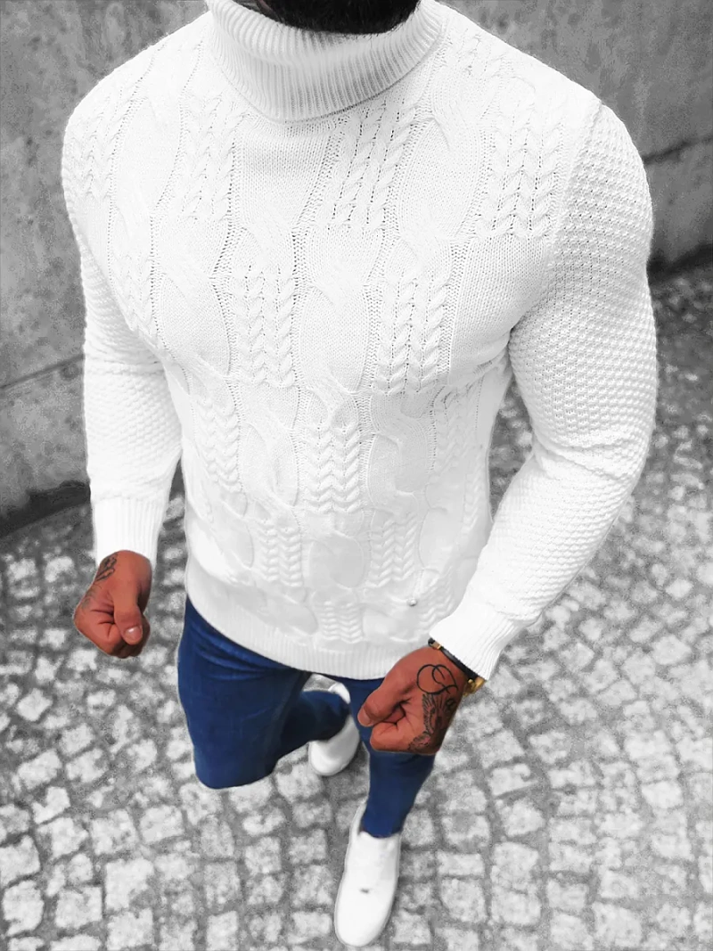 Sweter męski golf biały OZONEE NB/MM6012/1