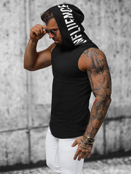 Koszulka bez rękawów z kapturem męska czarna OZONEE O/2537Z