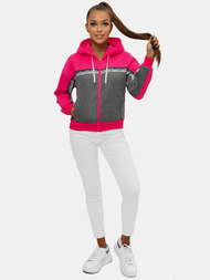 Bluza z kapturem rozpinana damska różowo-szara OZONEE JS/B26044Z