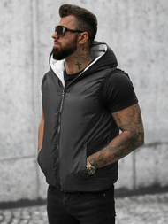 Kamizelka męska dwustronna z kapturem biała OZONEE N/7125