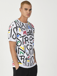 T-Shirt męski z nadrukiem biały OZONEE MR/21518