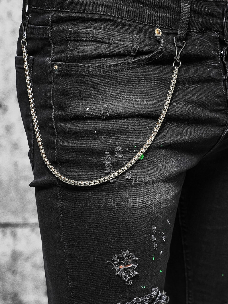 Spodnie jeansowe męskie czarne OZONEE O/MB460