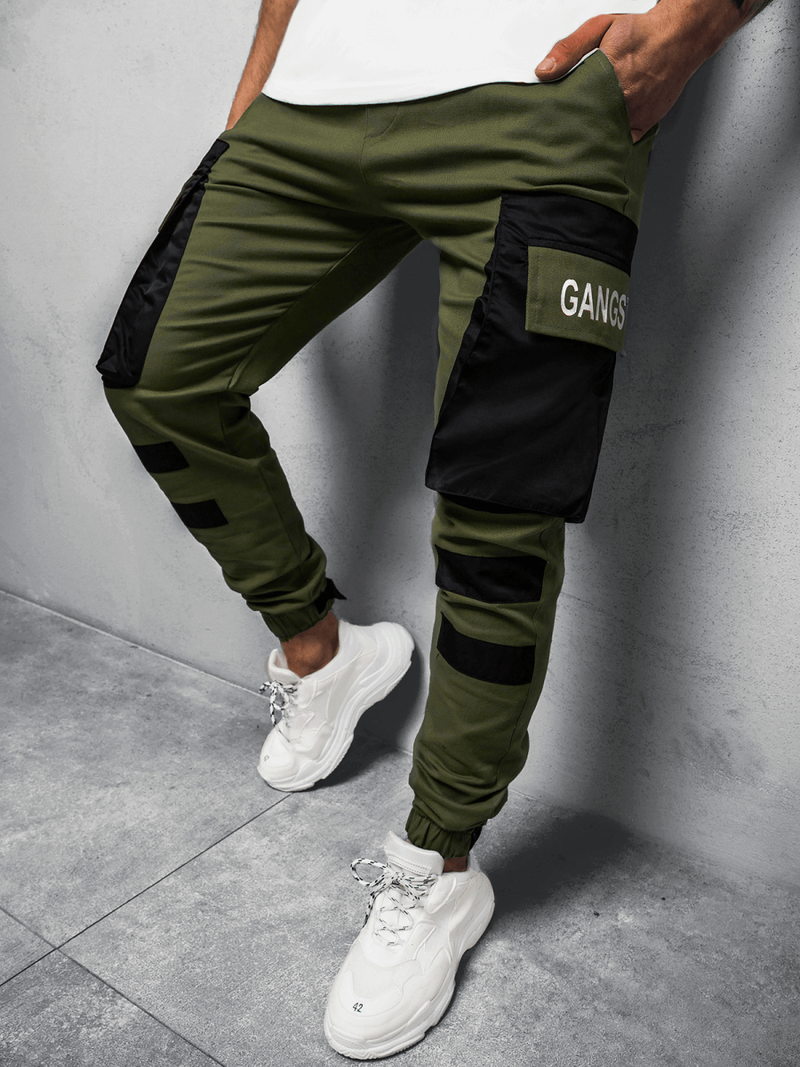 Spodnie męskie chino joggery khaki OZONEE G/11131