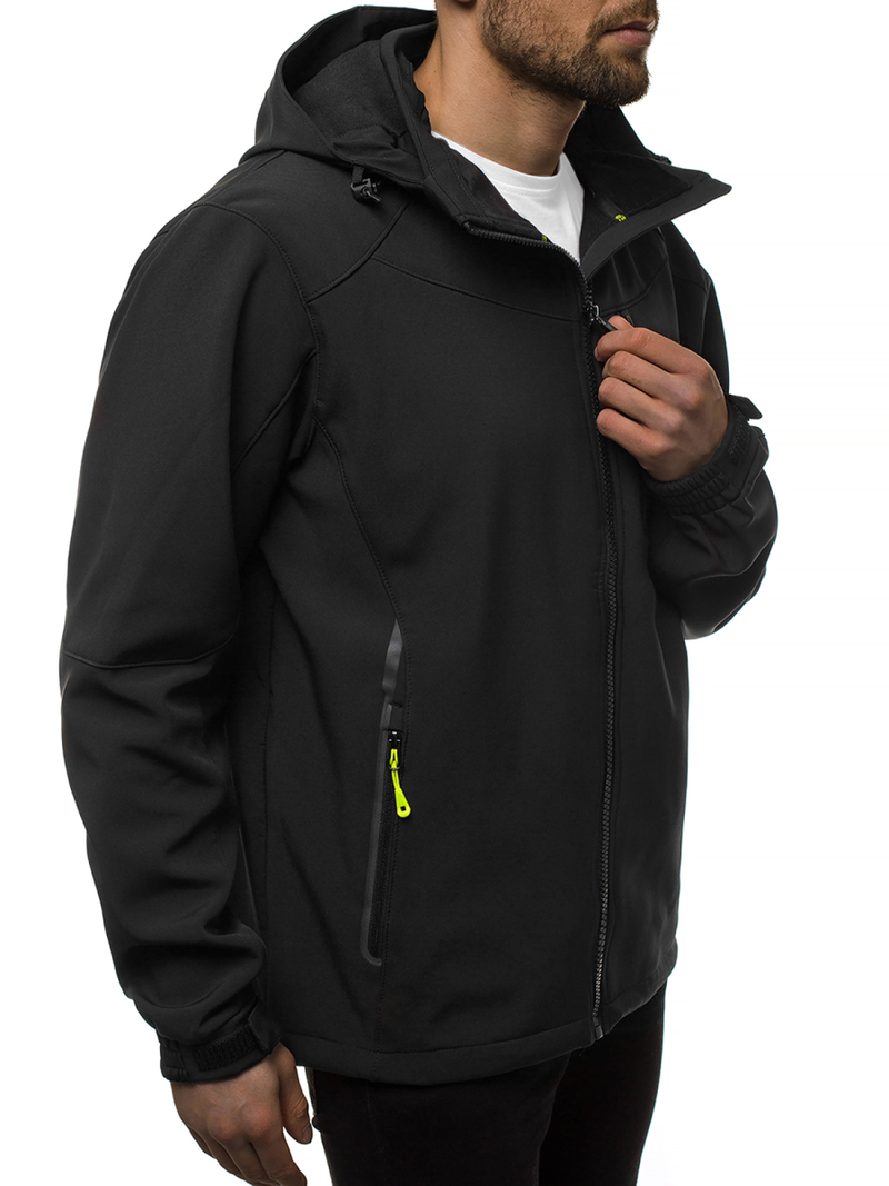 Kurtka softshell męska z kapturem czarno-żółta OZONEE GE/12269Z