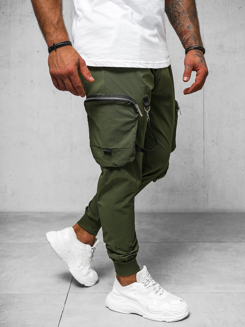 Spodnie męskie chino joggery khaki OZONEE O/PS5519