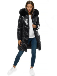 Kurtka zimowa damska parka z futerkiem czarna OZONEE JS/M23069/5