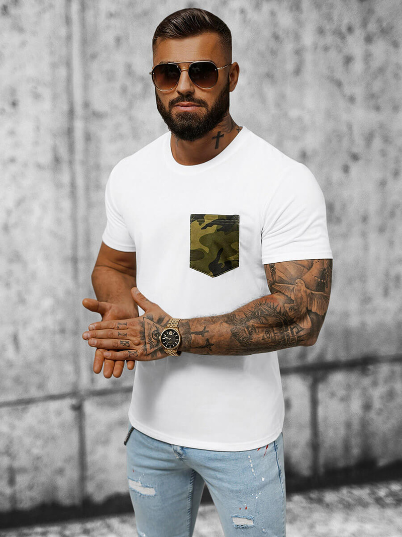 T-shirt męski biały OZONEE JS/8T85/2Z