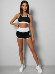 Komplet sportowy dwuczęściowy damski czarno-biały OZONEE O/XL011/45