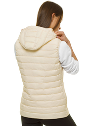 Kamizelka damska pikowana z kapturem ecru OZONEE JS/M23039/57