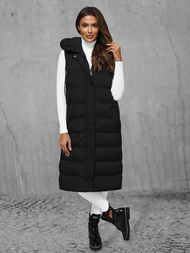 Kamizelka damska długa pikowana czarna OZONEE JS/5M3157/392