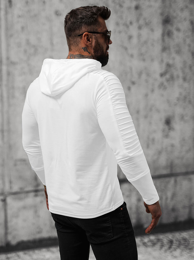 Longsleeve męski z kapturem biały OZONEE O/B258