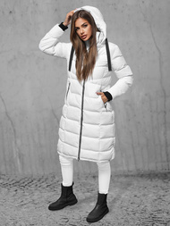 Kurtka zimowa damska długa pikowana biała OZONEE JS/M736/281