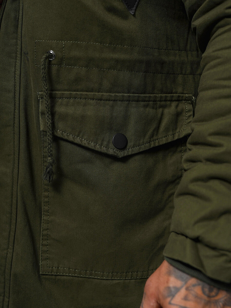 Kurtka zimowa męska parka z futerkiem khaki OZONEE JD/392Z