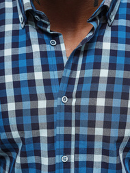 Koszula męska w kratę granatowa OZONEE O/V97