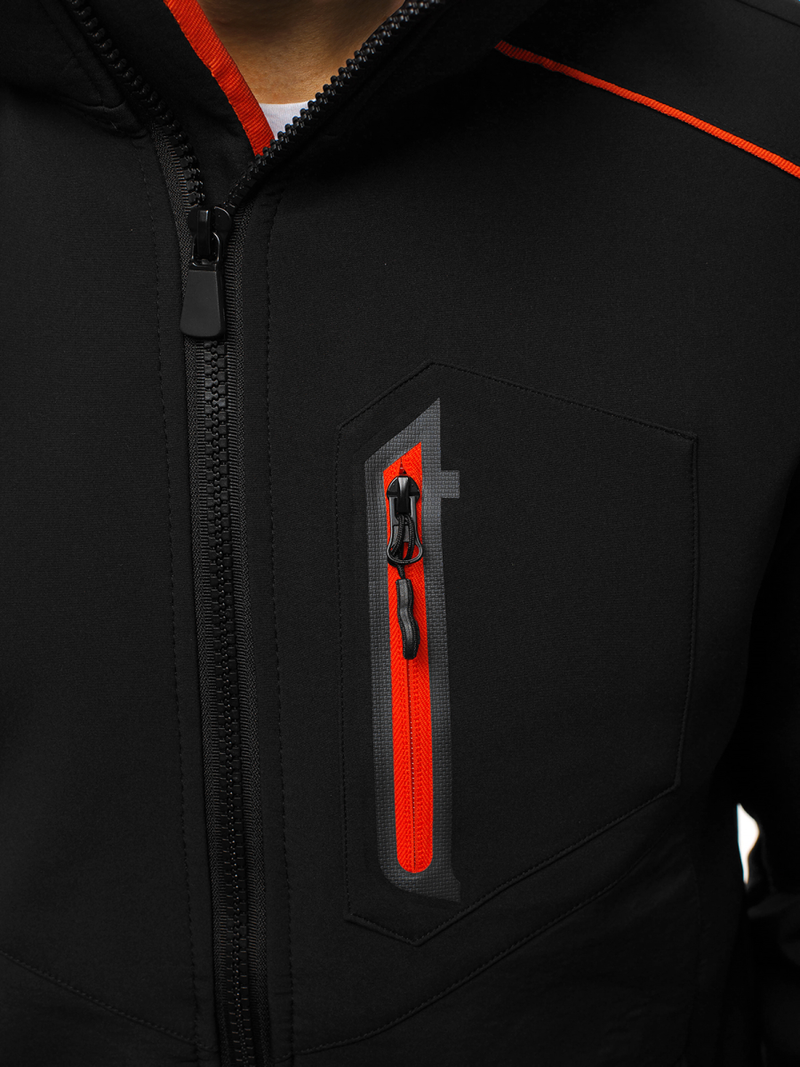 Kurtka męska softshell czarno-pomarańczowa OZONEE GE/12259