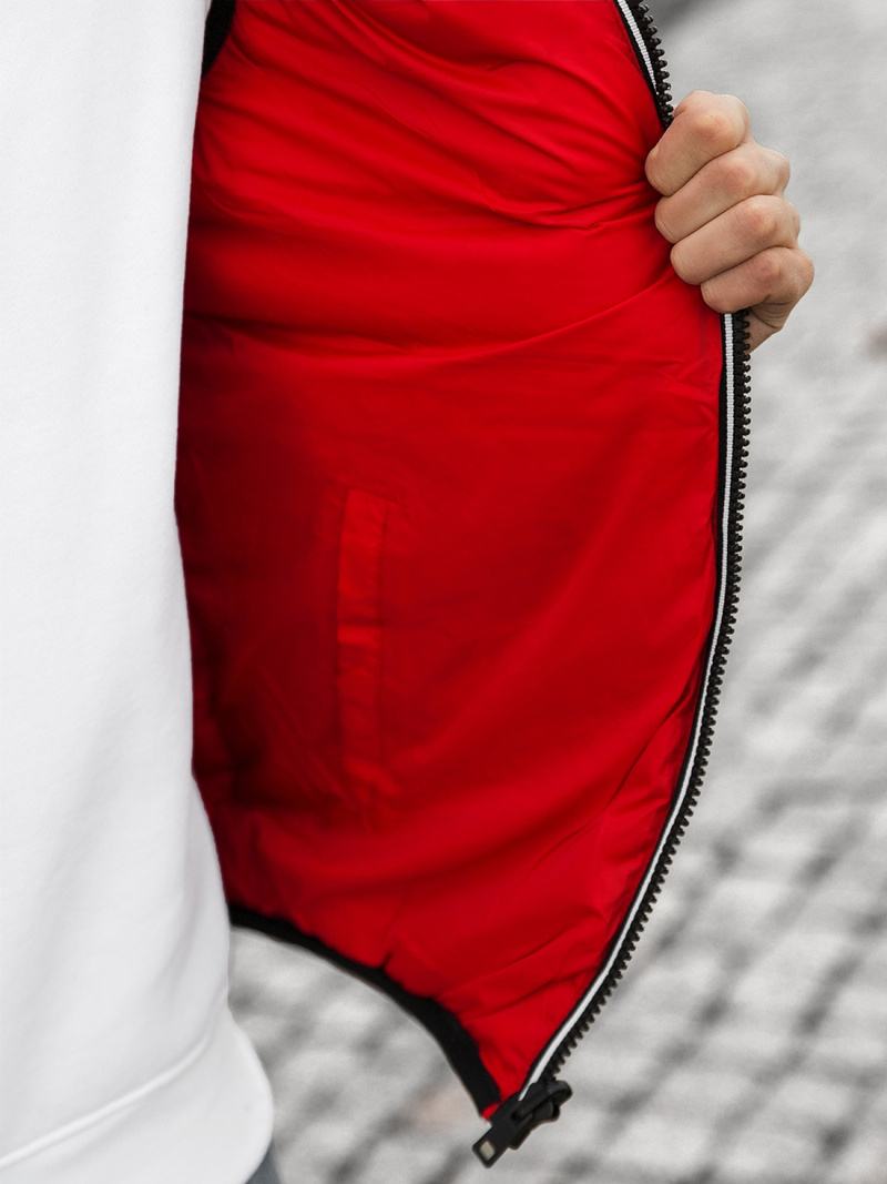 Kamizelka męska pikowana z kapturem czarna OZONEE N/6878/1Z