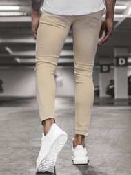 Spodnie męskie jeansowe beżowe/a OZONEE DP/583