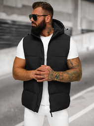 Kamizelka męska pikowana z kapturem czarna OZONEE JS/62M9516/392